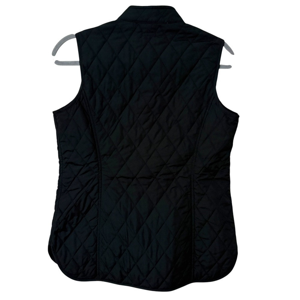 J.McLaughlin Womens Small Quilted Vest Black Chore Coat Old Money Equestrian - Picture 2 of 6